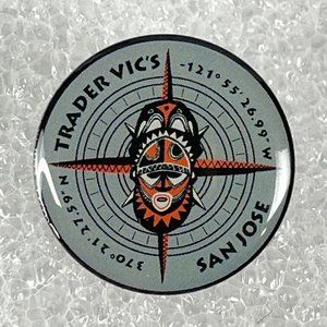 Trader Vics San Jose Airport SJC Compass Rose Enamel Tiki Lapel Pin Exclusive
